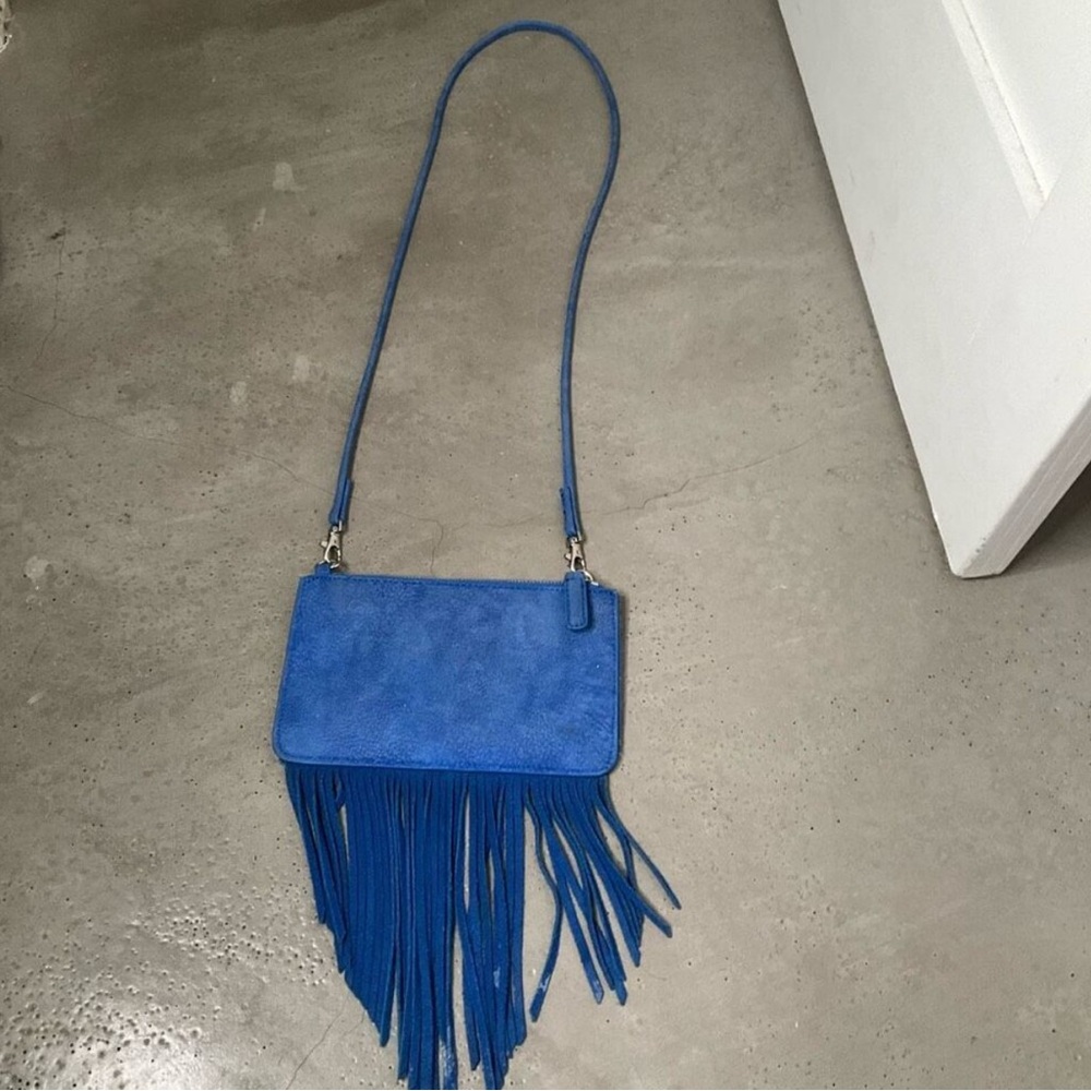 Free people nwt Blue Fringe Crossbody Bag